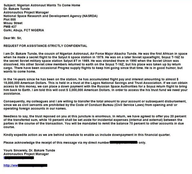 Nigerianischer Astronaut im Weltall verloren