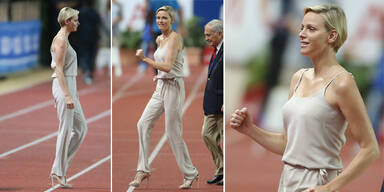 Charlene von Monaco: Mit High Heels am Start