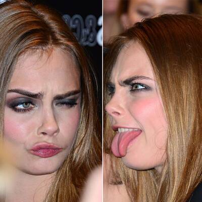 Cara Delevingnes Gesichtsakrobatik