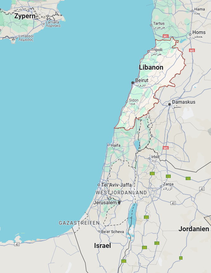 Libanon Karte