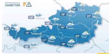 Temperatursturz und Starkregen in Österreich