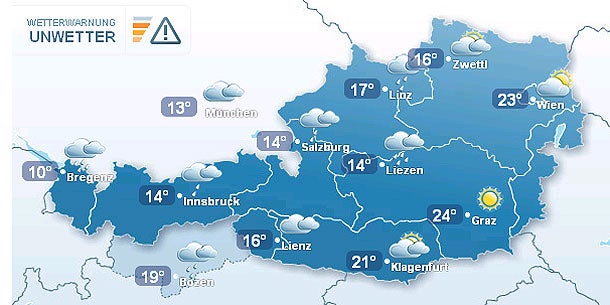 Temperatursturz und Starkregen in Österreich