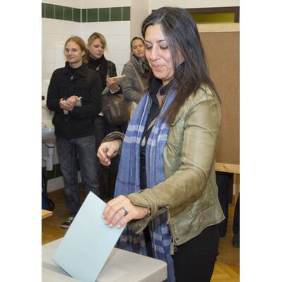 Maria Vassilakou (Grüne) wählte zusammen mit Ehemann Bernd