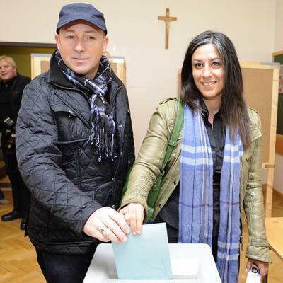 Maria Vassilakou (Grüne) wählte zusammen mit Ehemann Bernd