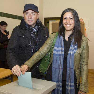 Maria Vassilakou (Grüne) wählte zusammen mit Ehemann Bernd