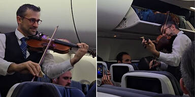Flugbeigleiter gibt plötzlich Violinen-Konzert