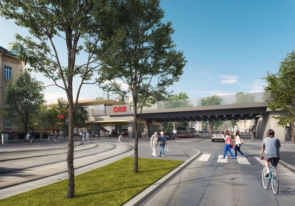 Visualisierung der neuen Haltestelle Hietzinger Hauptstraße.