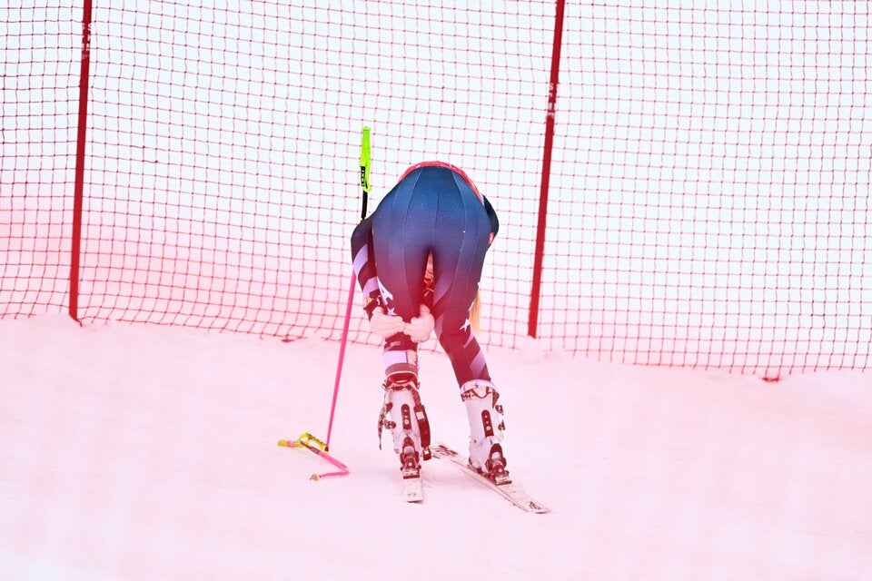 Lindsey Vonn testet ihr Knie nach dem Sturz