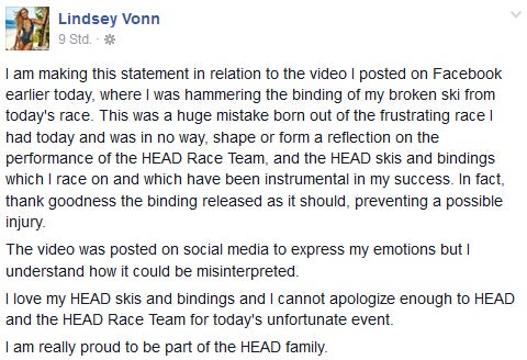 HEAD-Rennchef kritisiert US-Star Vonn