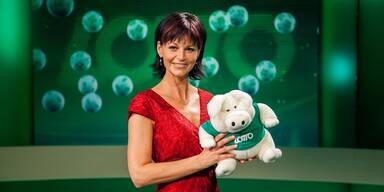 Vysher Evely, Lotto-Show-Moderatorin mit Lotto-Schweinchen