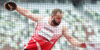 Leichtathlet Lukas Weißhaidinger beim Diskusswurf