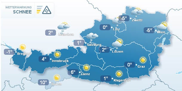 Schneefall in ganz Österreich
