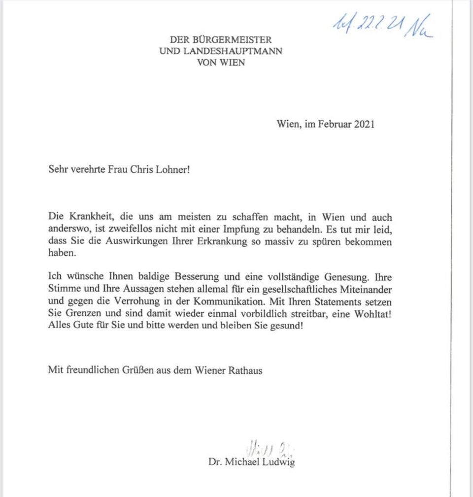 Nach Hasspostings: Ludwigs Brief an Chris Lohner