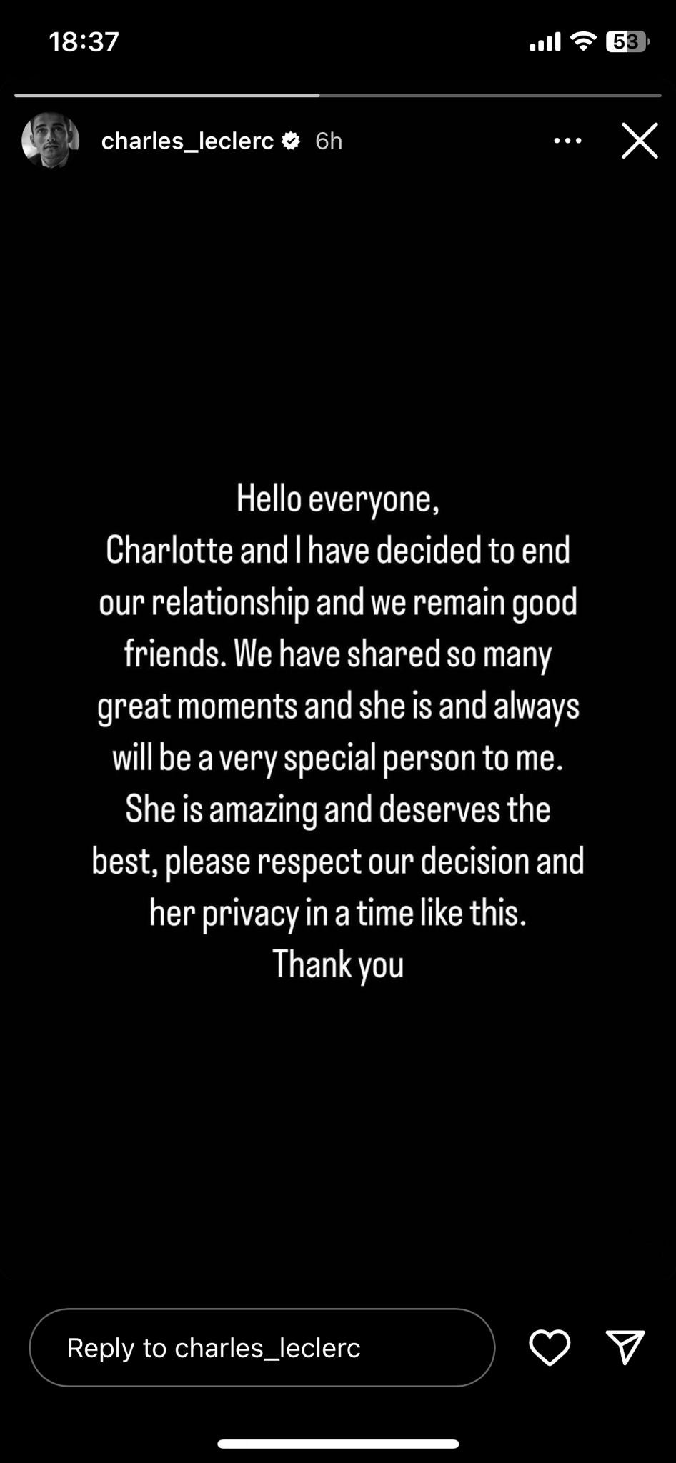 Charles Leclerc und Charlotte Siné haben sich getrennt