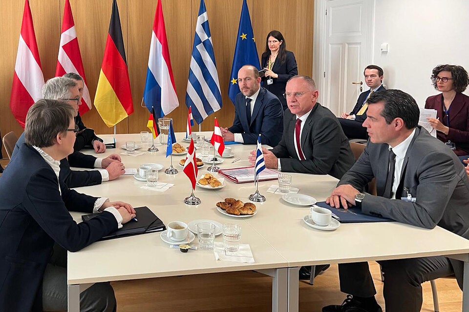 Innenminister Gerhard Karner mit den Vertretern aus Deutschland, Niederlanden