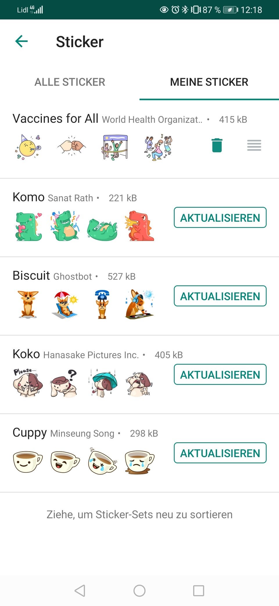 WhatsApp hat jetzt eigene Corona-Impf-Sticker