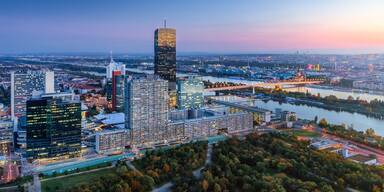 Wien Donauplatte Donau Luftaufnahme - Wirtschaftsstandort