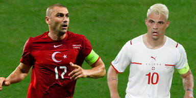 Türkei-Kapitän Burak Yilmaz und Schweiz-Kapitän Granit Xhaka