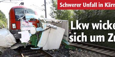 Schwerer Unfall: Zug rammt Lkw