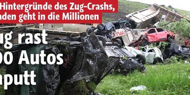 Zug raste 300 Autos in Vorarlberg kaputt