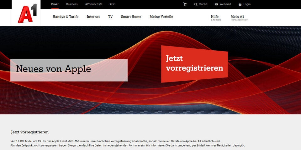 A1 startet Vorreservierung für das iPhone 13