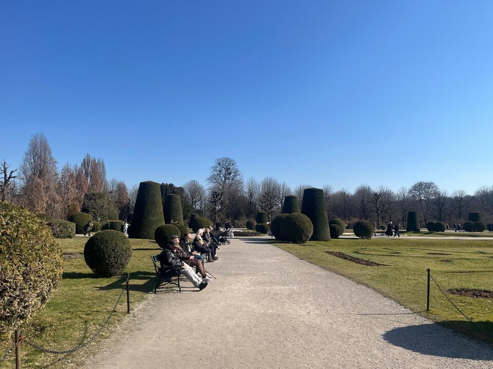 Sonnenanbeter im Schlosspark.