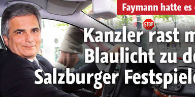 Kanzler mit Blaulicht zu den Festspielen