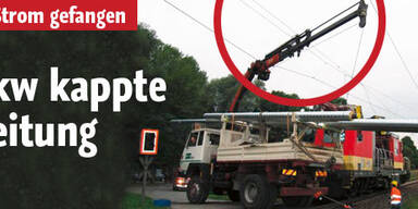 Leitung gekappt: Lkw wurde zur Stromfalle