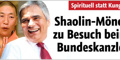 Shaolin-Mönch zu Besuch beim Kanzler