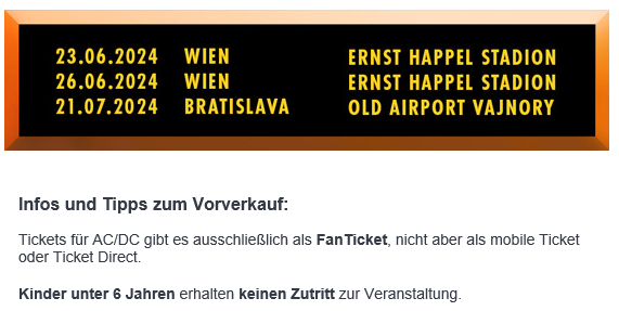 Kinderverbot bei AC/DC in Wien!