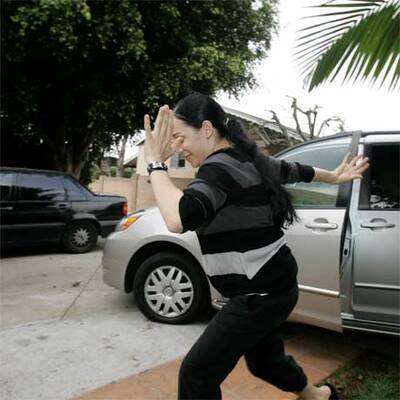 Octomum vor ihrem Haus in  Kalifornien