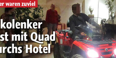 6 Bier:
Alkolenker rast durchs Hotel