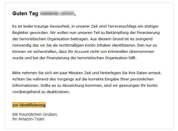 Amazon-Betrüger nutzen Terror-Angst