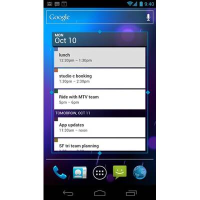Oberfläche von Android 4.0