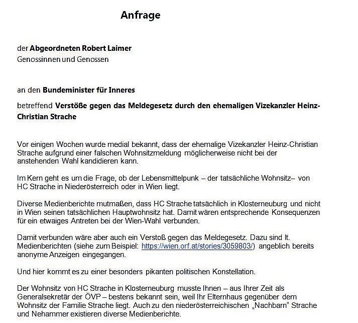 Straches Wohnsitz-Affäre wird Fall fürs Parlament