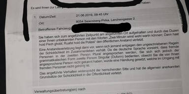 Anzeige fürs Duzen: 'Grenzt an Behördenwillkür'