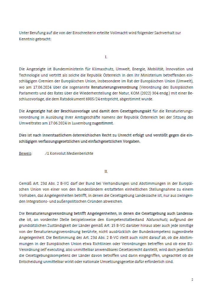 ÖVP-Strafanzeige gegen Gewessler, Seite 2