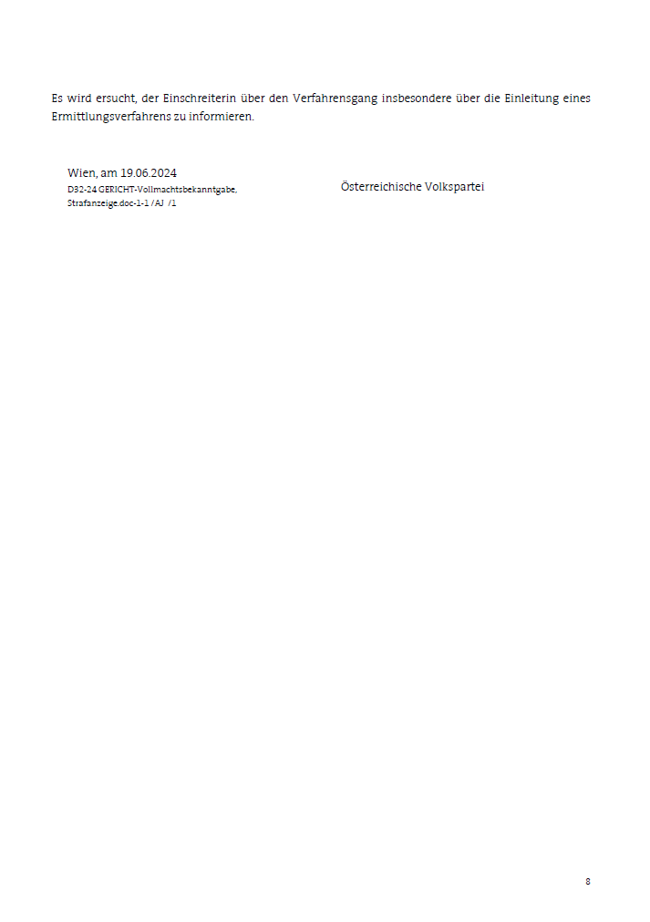 ÖVP-Strafanzeige gegen Gewessler, letzte Seite