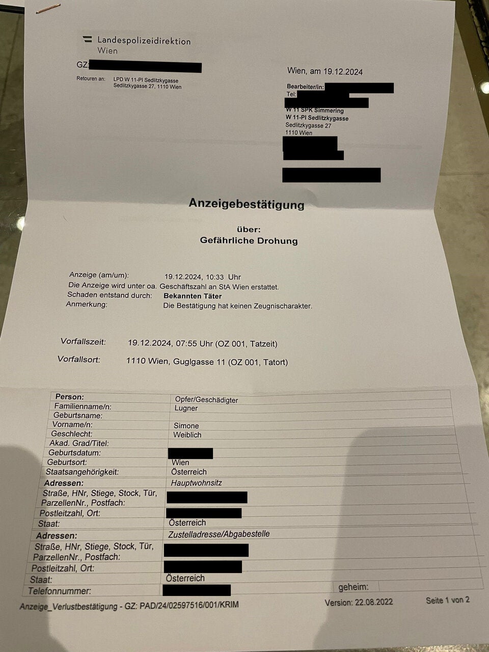 Anzeige Simone Lugner