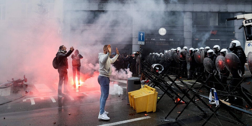 Krawalle bei Corona-Demo in Brüssel