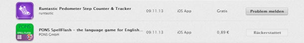 Geld zurück für Apps von Apple