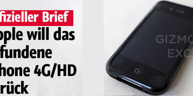 Apple will das gefundene iPhone4G zurück