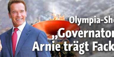 Schwarzenegger bringt olympische Flamme