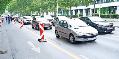 Mega-Stau für vier Radler in Leopoldstadt