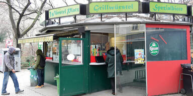 W&uuml;rstelstand am Kardinal-Nagl-Platz in Wien-Landstra&szlig;e
