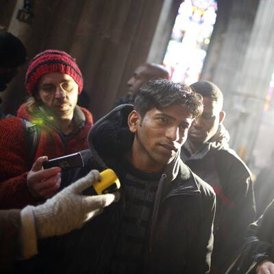 Flüchtlingscamper in der Votivkirche