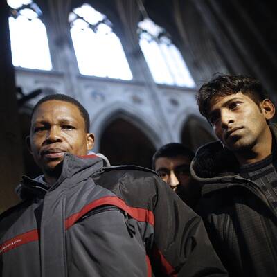 Flüchtlingscamper in der Votivkirche