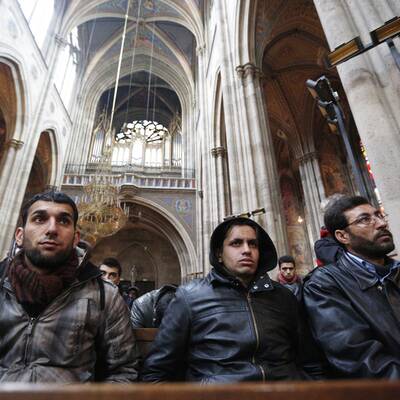 Flüchtlingscamper in der Votivkirche