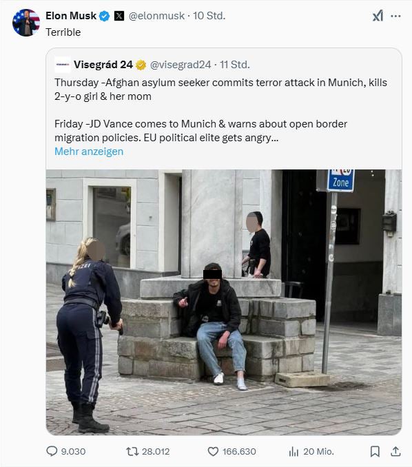Elon Musk kommentiert Attentat von Villach