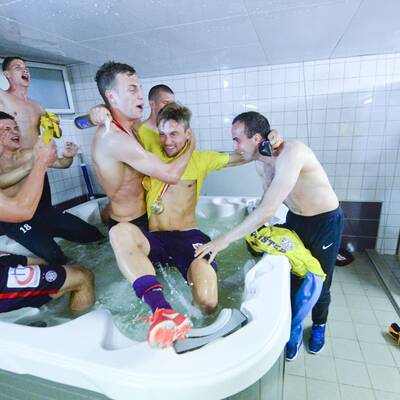 So feierte Austria in der Kabine